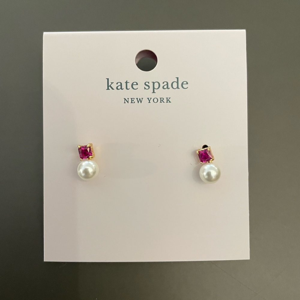 Kate Spade little gem pearl and stone mini studs - NWT
